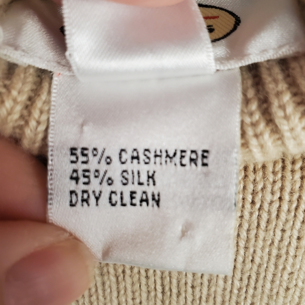 Talbots Cashmere & Silk Tan Turtleneck Sweater. Short Sleeve. MED. #232 - Picture 4 of 9